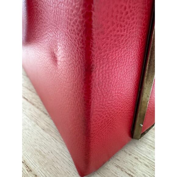 Vintage Red Structured Frame Bag Mid-Century - Picture 13 of 14